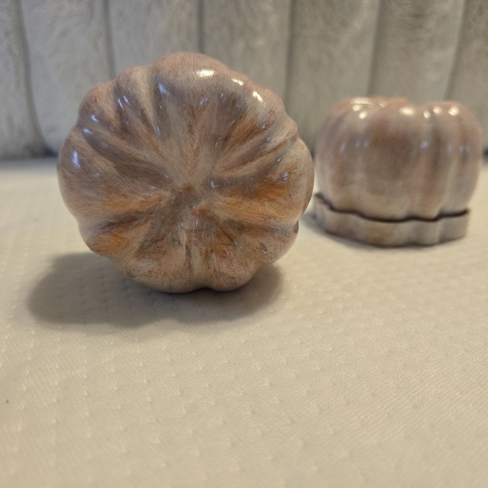 2 Porcelain Handmade/painted Pumpkin Decor. Alone Or With Greenery - Picture 5 of 8